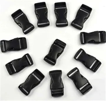 12 pcs black plastic 1 inch (25mm) flat side release buckles