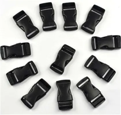 12 pcs black plastic 1 inch (25mm) flat side release buckles