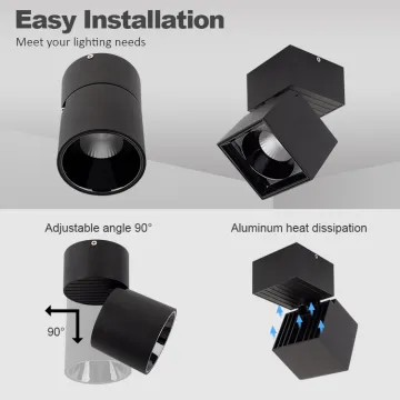 Black Foldable Cob Spotlight Surface Mounted Led Downlight