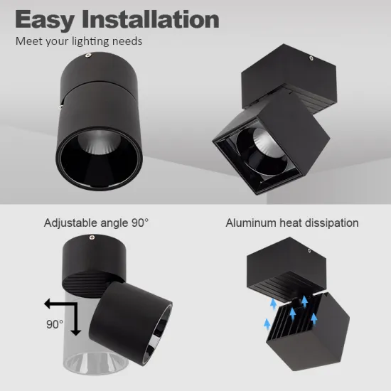 Black Foldable Cob Spotlight Surface Mounted Led Downlight