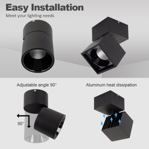 Fekete színű COB Spotlight felületre szerelt LED -es ledrán