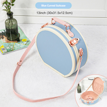Wholesale Custom Blue Floral Hat Gift Box – Vintage Luggage Cosmetic Case 13inch