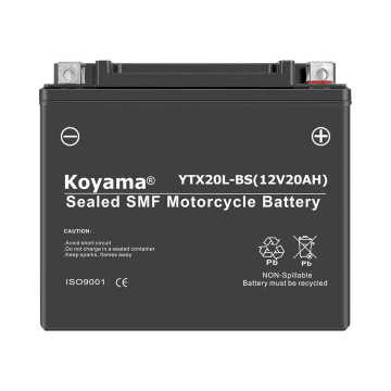 Koyama berkualiti tinggi vrla agm motosikal bateri ytx20l-bs 12v20ah