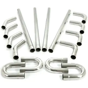 Universal 2.5 Inch Custom Exhaust Tubing Kit - 16 PCS Mild Steel DIY Bends