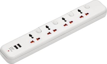 5 way universal extension socket with USB