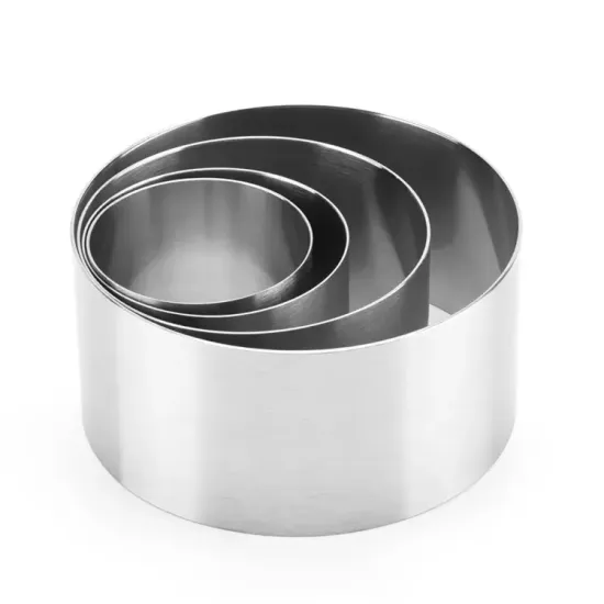 Food Grade 4-Piece Mousse Cake Ring Set: Non-Stick Stainless Steel Round Moulds for Entremet and Kitchen Baking