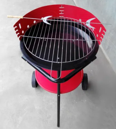 14Inch Outdoor Camp Fold Barbecue Griller Red Portable Carbon BBQ Charcoal Barbeque Round Grill with Adjustable Cooking Height