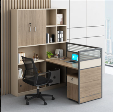 Screen Desk with Tall Cabinet