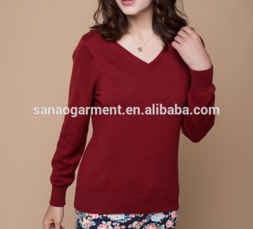 Women v-neck thin cashmere sweater