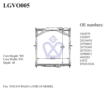 Volvo Truck Radiator, 1003579, 20516418, 20733349, 4020201, 65472, 437432, LGVO005
