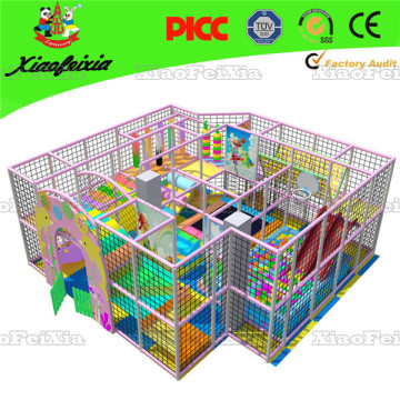colorful indoor play area with slide