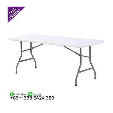 White Rectangular Plastic Foldable Outdoor Banquet Table for Catering and Camping