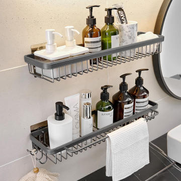 Wall-Mounted Bathroom Storage Rack and Kitchen Organizer Shelf