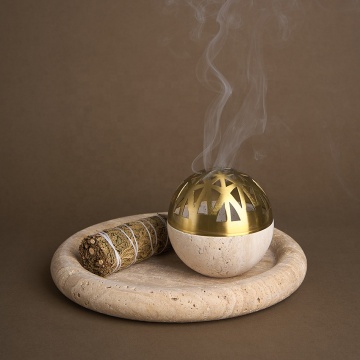 2023 Trend: Beige Marble Travertine Bakhoor Mubkhar Aroma Incense Holder for Home Decor and Mabkhara Bakhoor Oud Incense Burner