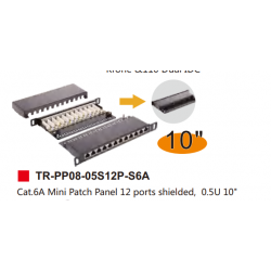 Cat.6A Mini Patch Panel 12 Ports Shielded 0.5U