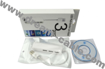 USB to RJ45 Ethernet LAN Adapter Network Including 3 Port USB Hub