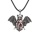 Rhodochrosite 13X18mm Cabs Antique Silver Alloy Antique Silver Alloy Bat Pendant Necklace 45cm Black Cord