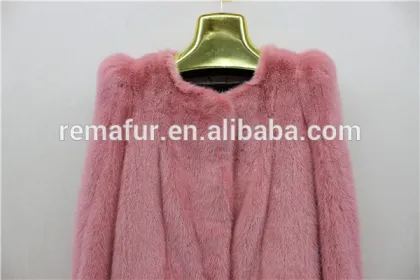 Pink Color Real Mink Coat