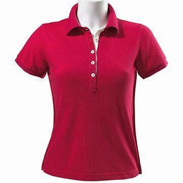 Women's Polo Shirt, Made of 100% Cotton, 5% Spandex Customized Colors and Logos are Accepted