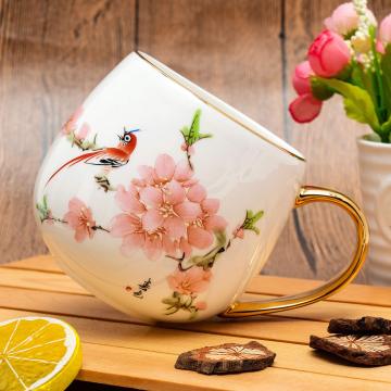 Luxury Modern Design Porcelain Tea Espresso Cappuccino Cups with Gold Handle