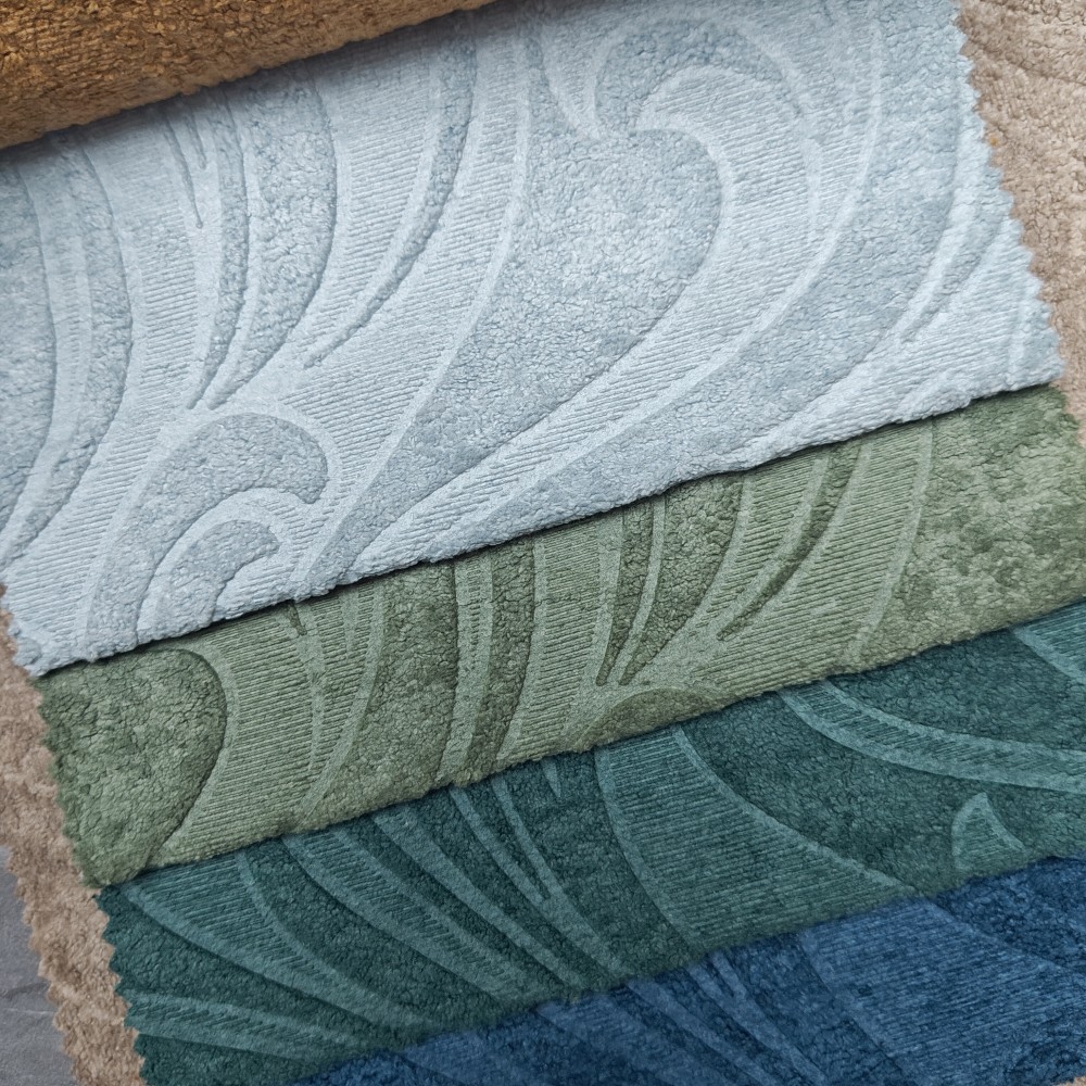 Soft 300G Embossed Velvet Upholstery Fabric for Sofa