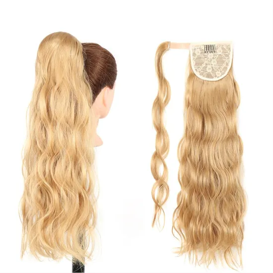 Hot Selling Factory Price For Black Women Crystal Hair Ponytails Wrap Around Clip In Hairpieces Synthetic Ponytail Extensions