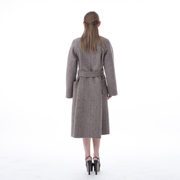 Double-sided medium-length cashmere overcoat