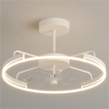 Minimalistische Aluminiumkreis Deckenlüfter mit LED -Licht, 7 Klingen, 6 Geschwindigkeiten, Fernbedienung
