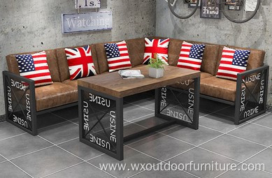 Industrial Restaurant Project Furniture Cafe Hamburger Shop Bar KTV Club Metal Leather Restaurant Sectional Sofa Booth Seating