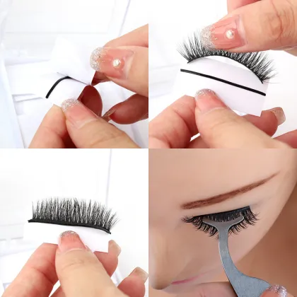 Private Label Packaging of Magnetic Eyelashes with Magnets and Tweezers - Synthetic Lashes