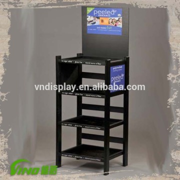 MDF Melamine wooden beer display rack, supermarket floor display stand, promotion rack