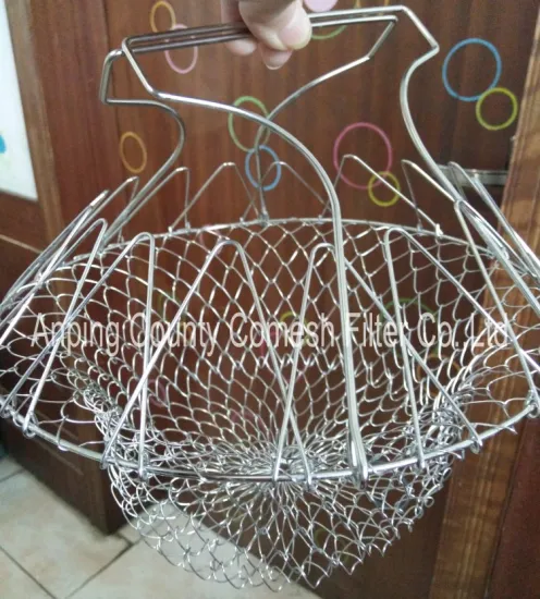304 Stainless Steel Kitchen Foldable Frying Basket