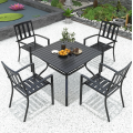Outdoor Furniture Aluminum Frame Black Glass Tabletop