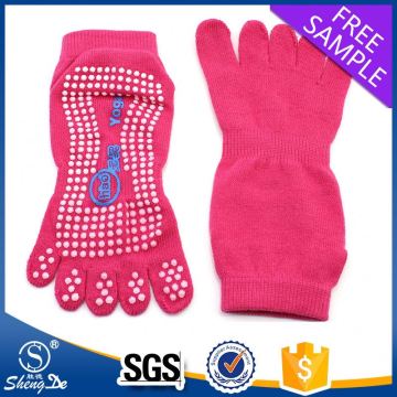 Cotton five toe custom grip five finger sock
