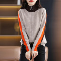 Half high collared patchwork coat for women