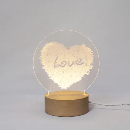 Custom Creative USB Cable 3D Love Heart Night Light - Wedding Gift