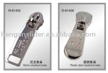 High quality plastic steel elephant nose sliders for nylon zipper