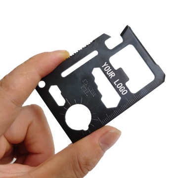 EDC Multitool Camping Knife: Emergency Card with Leather Cover Pocket Knife