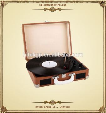 Hot sale portable and wooden made optional radio or cassette function turntable player
