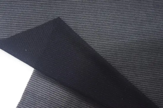 Nylon Metallic Spandex Black Stripe Mesh Fabric