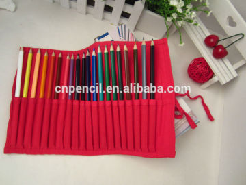 triangle color pencils in red cloth bag, senior grade color pencil/