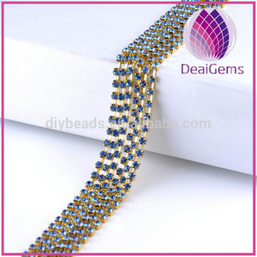 Brass chain and colorful SS10 2.8mm Rhinestone Cup Chain Crystal CZ