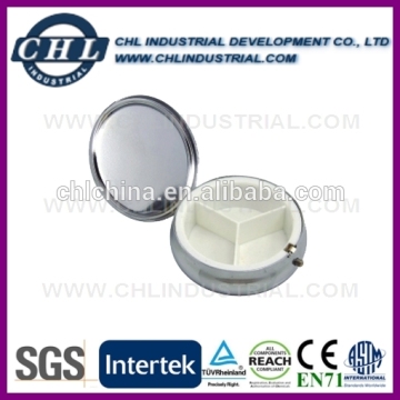 Low price 3 compartments plastic metal pill box