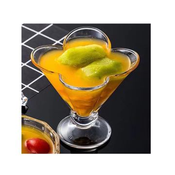 Wholesale Sun Flower Engraved Crystal Glass Ice Cream Cup with Stem