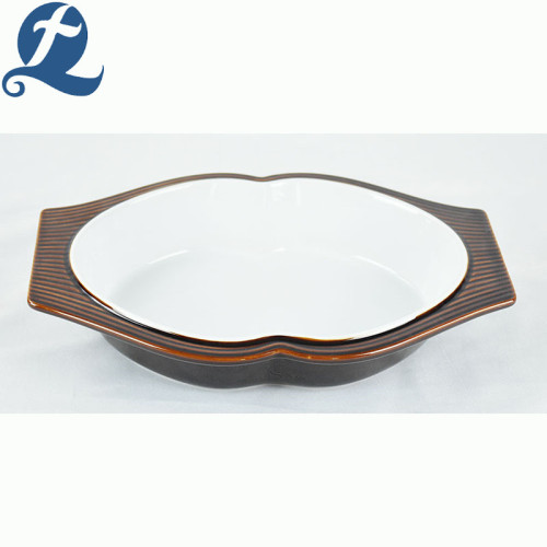 Fashion style container brown oval bakeware with binaural