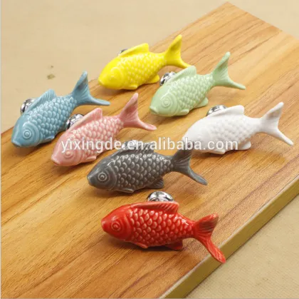 ceramics fish shape drawer cabinet handle
