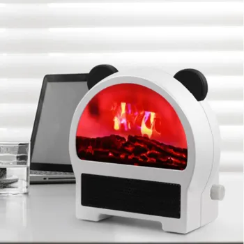 Cute Mini LED 3D Flame Fireplace: 800W Portable Electric Heater for Desk and Space