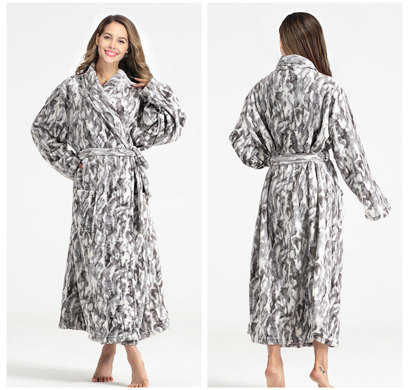 Women Fleece Fluffy Bathrobe