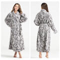 luxury Leopard print women flannel fleece fluffy bathrobe