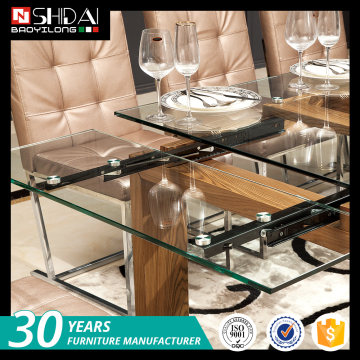 Modern glass top dining table set with 6 chairs / wooden dining room set /extendable modern dining set A-19